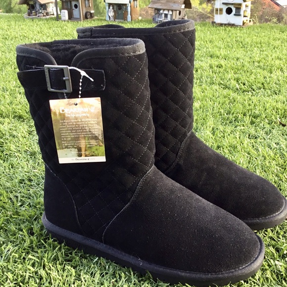 BearPaw Shoes - Bearpaw Quilted Leigh Ann Black Boots Sheep Skin 7